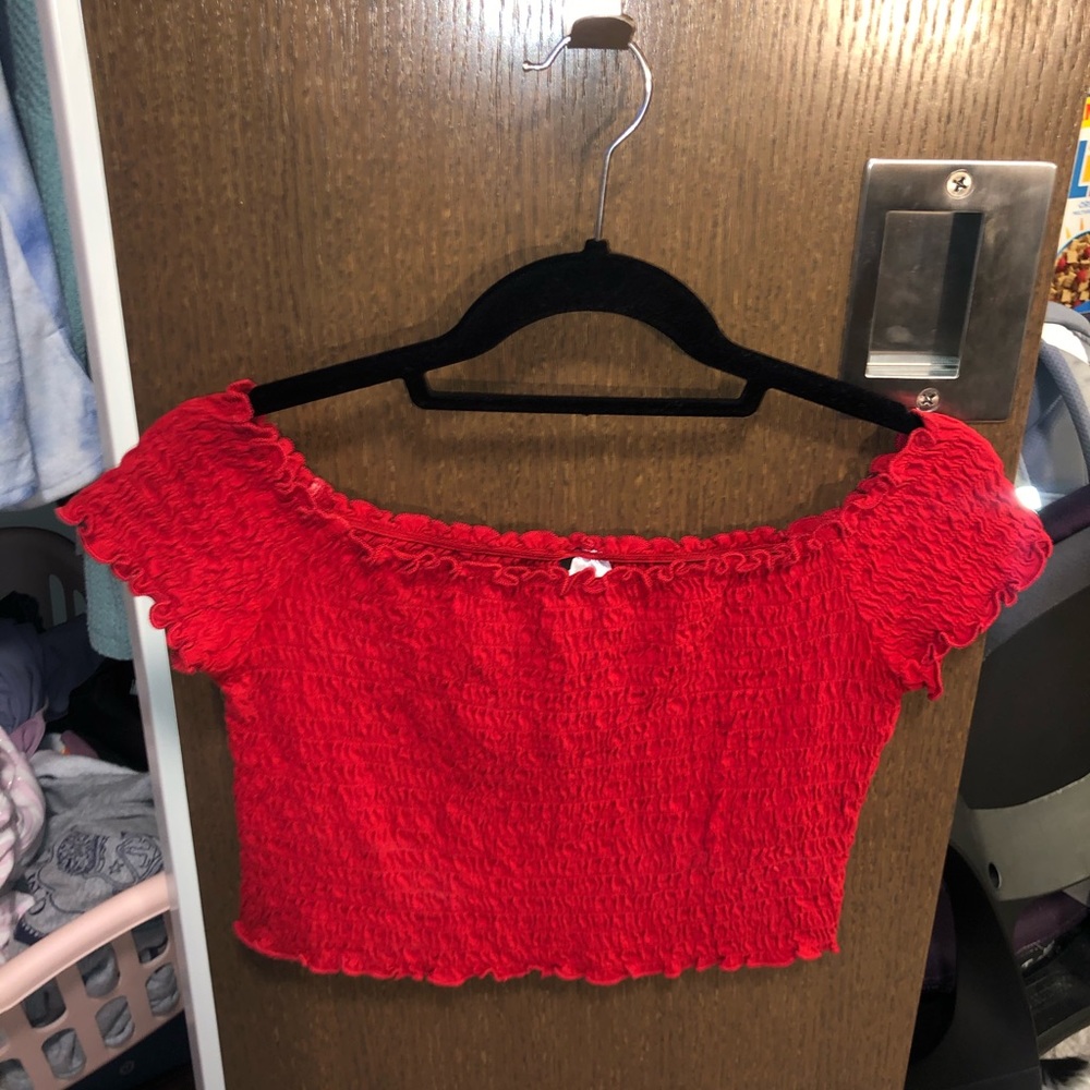 H&M Red off-the-shoulder top :)